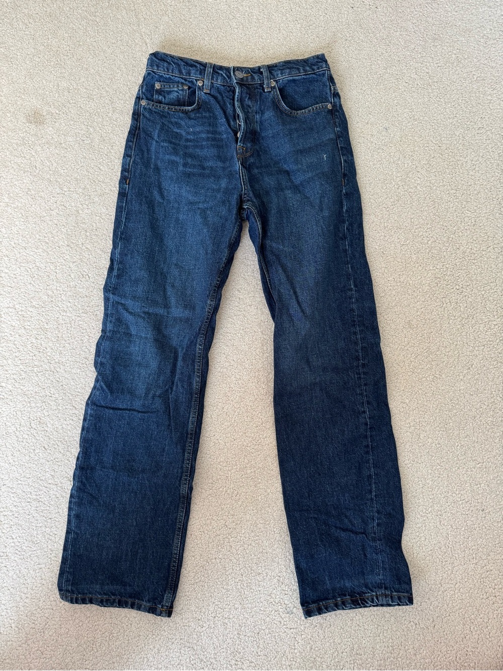 Zara Women's Dark Blue Wide-Leg Jeans